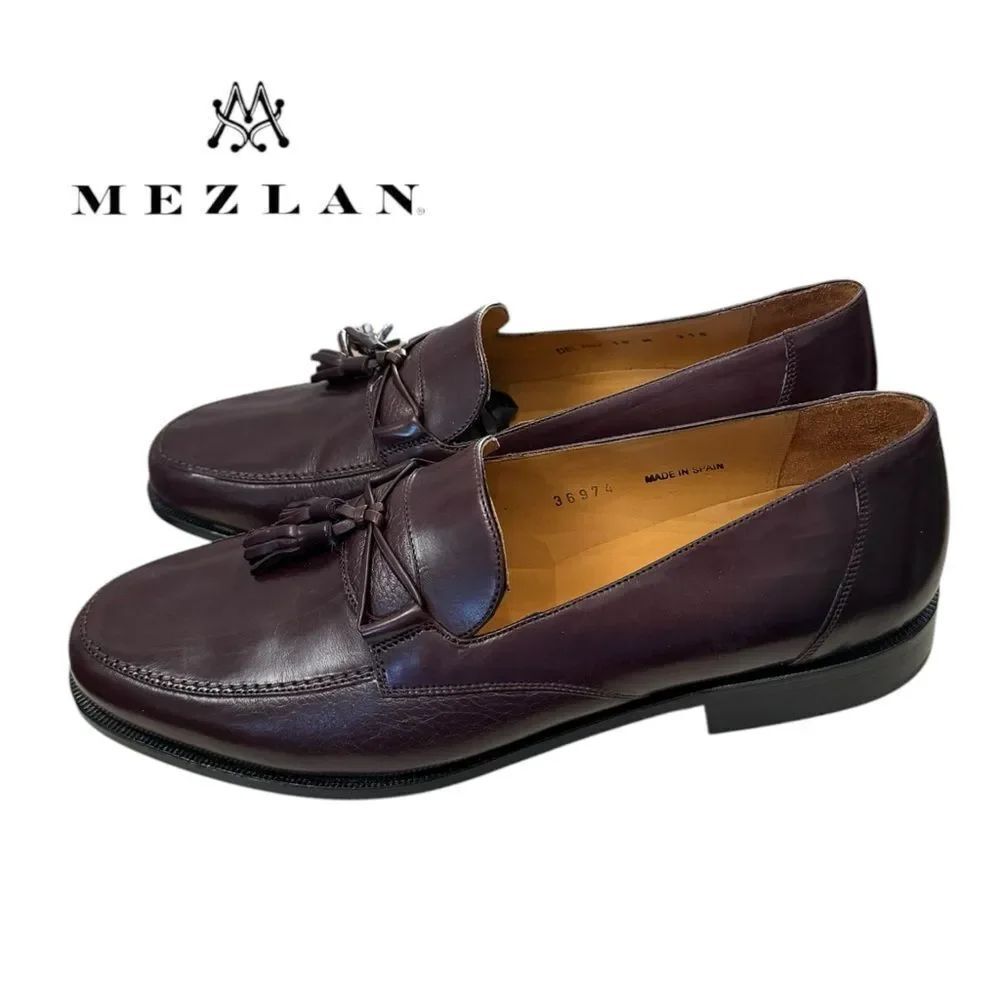 New Mezlan Del Rio Men's Burgundy Tassel Slip-on Loafers Dress Shoes 10